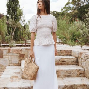 Madison Linen Column Skirt - White(XXS)